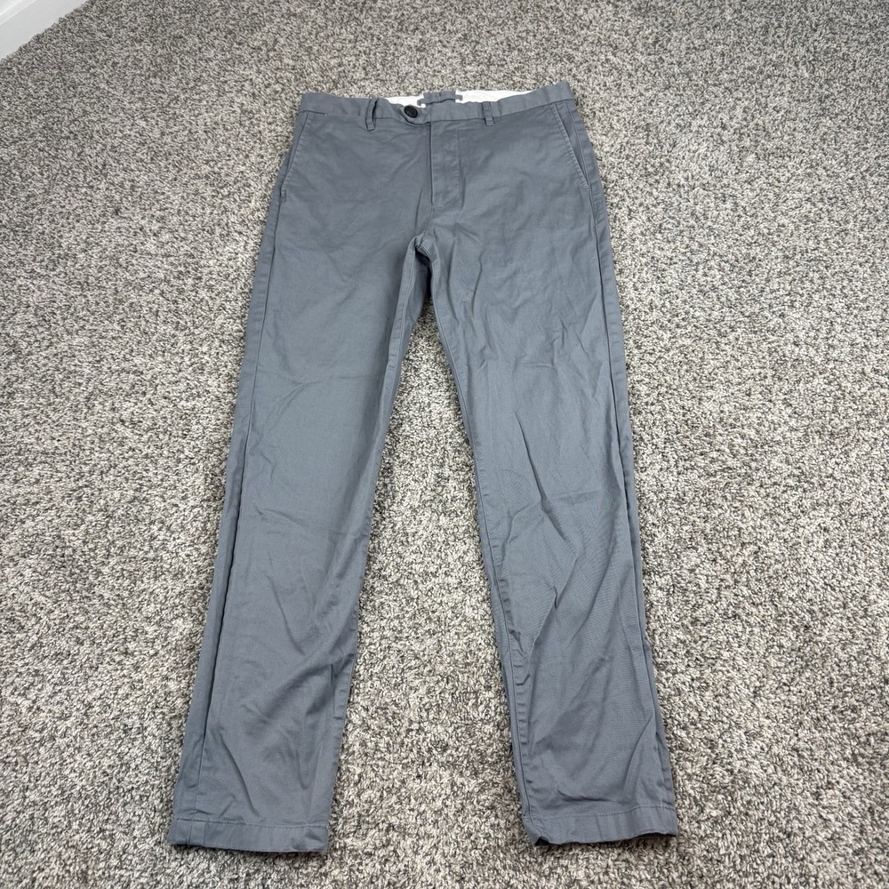 Proper Cloth Pants Mens 31x30 Gray Stretch Cotton Twill Chino Tessuti Di Sondrio